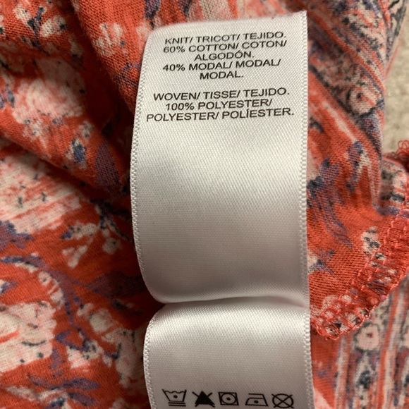 Lucky Brand Flutter Sleeve Floral Boho Feminine Summer Top Women Small - Picture 5 of 6